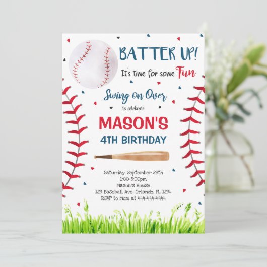 Honkbal uitnodiging, Honkbal Kaart (Staand voorkant)