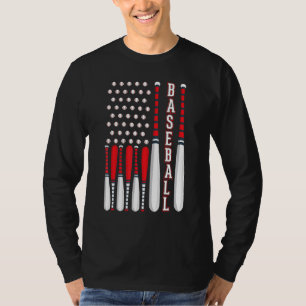 Honkbal USA Vlag Patriottische Amerikaanse Honkbal T-shirt