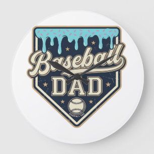 Honkbal Vader Druppelige Thuisplaat Vintage Vector Grote Klok