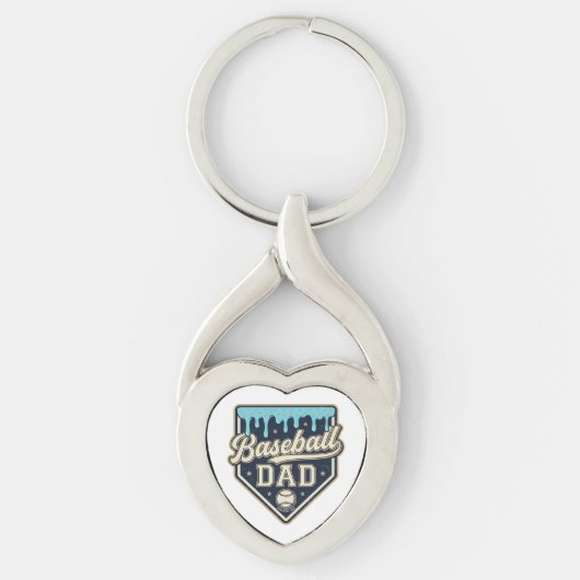 Honkbal Vader Druppelige Thuisplaat Vintage Vector Sleutelhanger (Voorkant)
