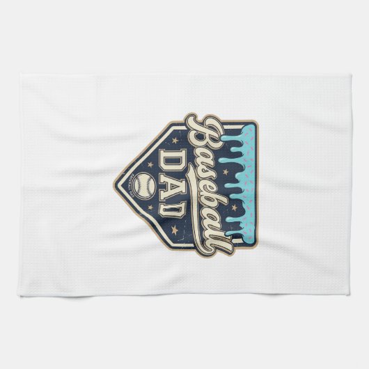 Honkbal Vader Druppelige Thuisplaat Vintage Vector Theedoek (Horizontaal)