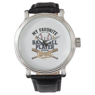 Honkbal Vader Favoriete Speler Vintage Shirt Ontwe Horloge
