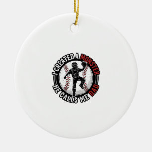 Honkbal Vader Monster Vintage Catcher T-shirt Ontw Keramisch Ornament