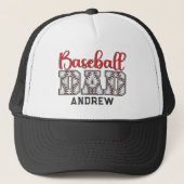 Honkbal Vader Naam Typografie Rood Trucker Pet (Voorkant)
