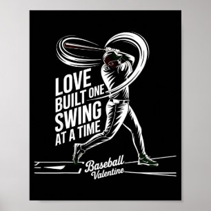Honkbal Valentijnsliefde Gebouwd In Eén Swing Op E Poster