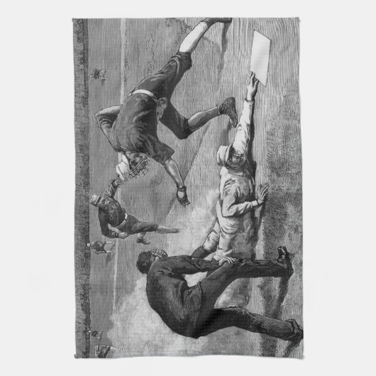  honkbal van Thure De Thulstrup, 1885 Theedoek (Verticaal)