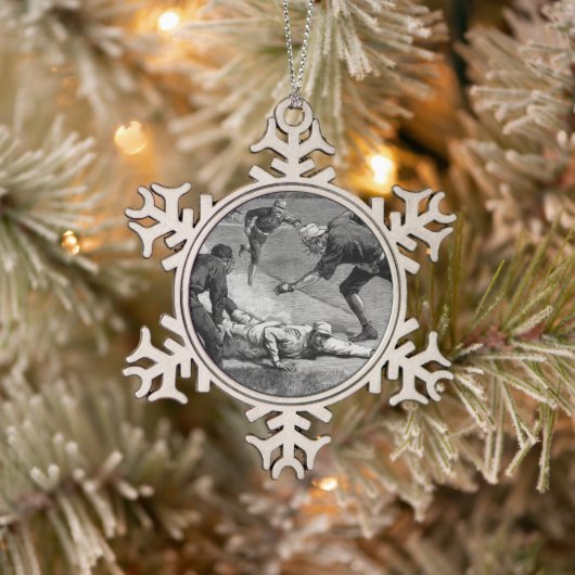  honkbal van Thure De Thulstrup, 1885 Tin Sneeuwvlok Ornament (Boom)