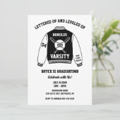 Honkbal Varsity Jackett Afstudeerfeest Kaart (Staand voorkant)