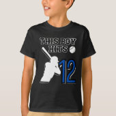 Honkbal Verjaardag 12 Jaar Oud Jongen T-shirt (Voorkant)