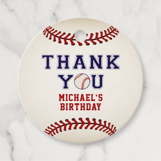  honkbal, verjaardag bedankjes labels (Voorkant)