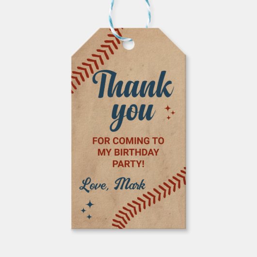  honkbal verjaardag bedankt cadeaulabel (Voorkant)