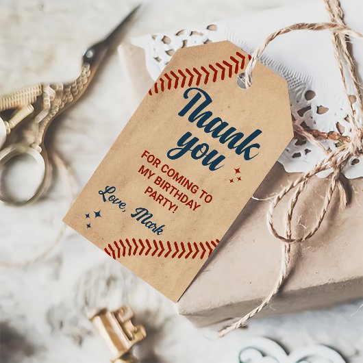  honkbal verjaardag bedankt cadeaulabel