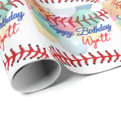 Honkbal verjaardag cadeaupapier (Rol Hoek)