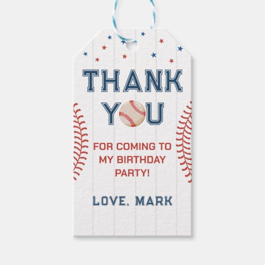 Honkbal Verjaardag Dank u Cadeaulabel (Voorkant)