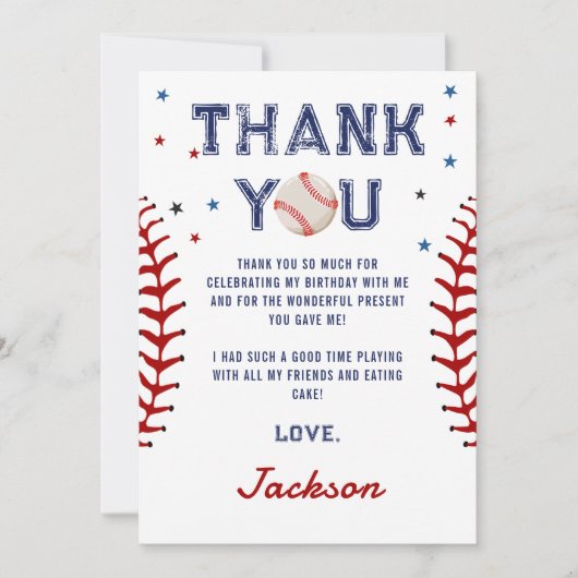 Honkbal Verjaardag Dank u kaart (Voorkant)