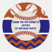 Honkbal Verjaardag Dank u Stickers (Voorkant)