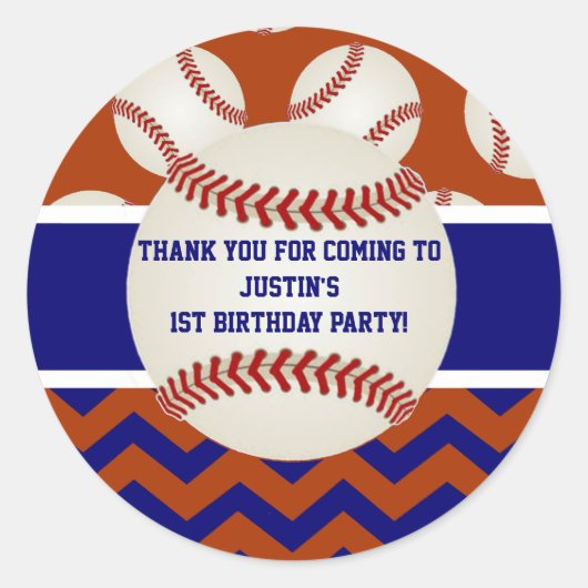 Honkbal Verjaardag Dank u Stickers (Voorkant)