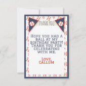 Honkbal Verjaardag Flat Bedankt Card (Voorkant)