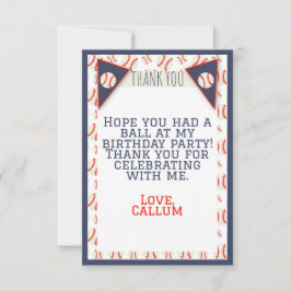 Honkbal Verjaardag Flat Bedankt Card