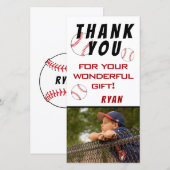 Honkbal Verjaardag Foto Kinderen Bedankkaart (Voorkant / Achterkant)