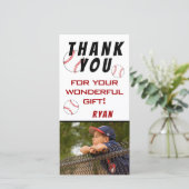 Honkbal Verjaardag Foto Kinderen Bedankkaart (Staand voorkant)