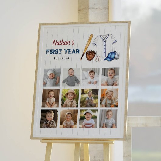 Honkbal Verjaardag Foto Mijlpaal teken Poster