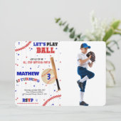 Honkbal Verjaardag Foto uitnodiging (Staand voorkant)