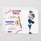 Honkbal Verjaardag Foto uitnodiging (Voorkant)