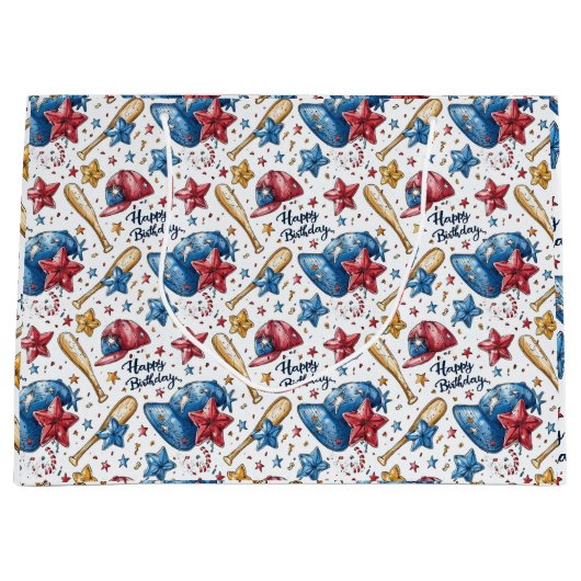 Honkbal Verjaardag Gift Bag Sport Boy Groot Cadeauzakje (Voorkant)