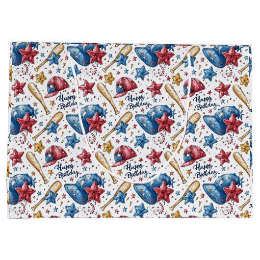 Honkbal Verjaardag Gift Bag Sport Boy Groot Cadeauzakje (Achterkant)