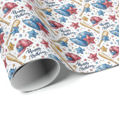 Honkbal Verjaardag Gift Wrap Boy Wrapping Paper Cadeaupapier (Rol Hoek)