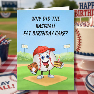 Honkbal Verjaardag Humor Taartpunt Grand Slam Pret Kaart