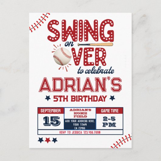 Honkbal verjaardag jongen briefkaart (Voorkant)