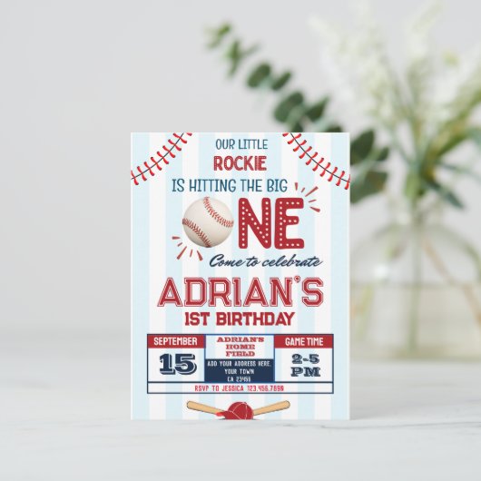 Honkbal verjaardag jongen briefkaart (Staand voorkant)