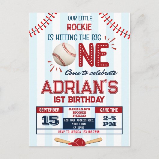 Honkbal verjaardag jongen briefkaart (Voorkant)