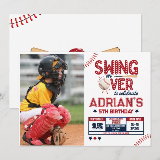 Honkbal verjaardag jongen Foto Kaart (Voorkant / Achterkant)