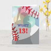 Honkbal verjaardag kaart (Gele Bloem)