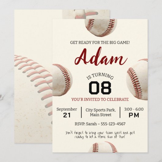 Honkbal Verjaardag Kaart (Voorkant / Achterkant)