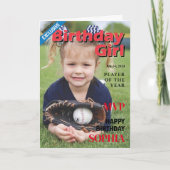 Honkbal Verjaardag Meisje / MVP Gelukkige Verjaard Kaart (Voorkant)