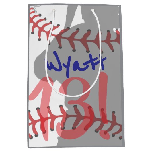 Honkbal verjaardag middelgrote cadeautas (Voorkant)