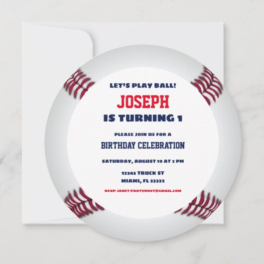 Honkbal Verjaardag Ronde Kaart (Achterkant)