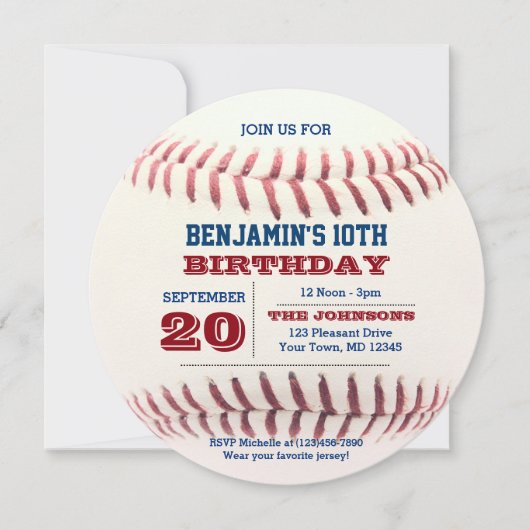 Honkbal Verjaardag Ronde uitnodiging (Voorkant)