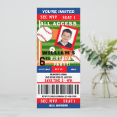 Honkbal Verjaardag Ticket Uitnodiging (Staand voorkant)