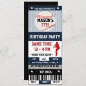 Honkbal Verjaardag Ticket Uitnodiging (Voorkant / Achterkant)