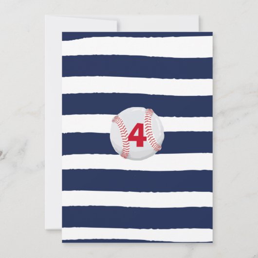 Honkbal Verjaardag Uitnodiging Honkbal 4e Verjaard (Achterkant)