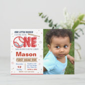 Honkbal Verjaardag Uitnodiging met foto (Staand voorkant)