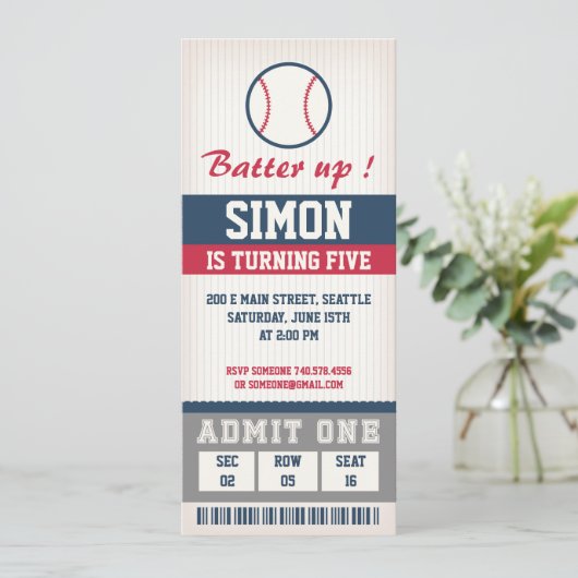 Honkbal Verjaardag Uitnodiging Verjaardag Party Bo (Staand voorkant)