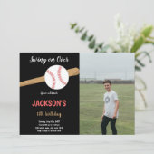 Honkbal Verjaardag Uitnodigingen met Foto (Staand voorkant)