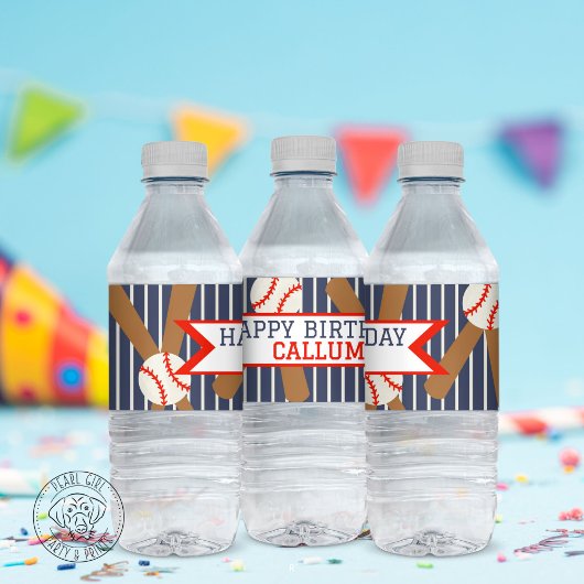 Honkbal Verjaardag Waterfles Label Etiket
