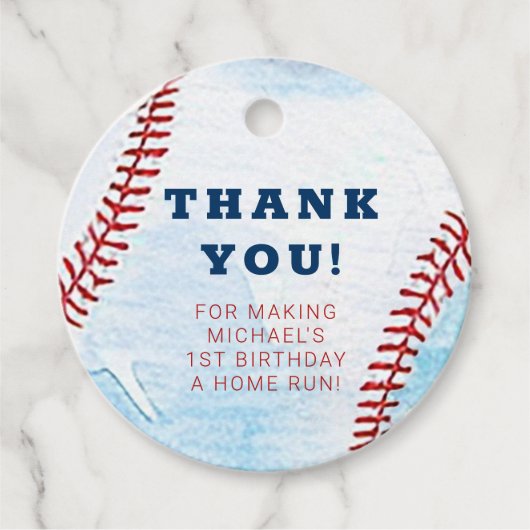 Honkbal Verjaardagsfeest Dank u Gift Label (Voorkant)